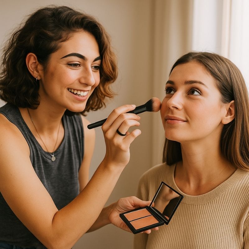 Fanny guidant une cliente lors d’une séance de mise en beauté naturelle