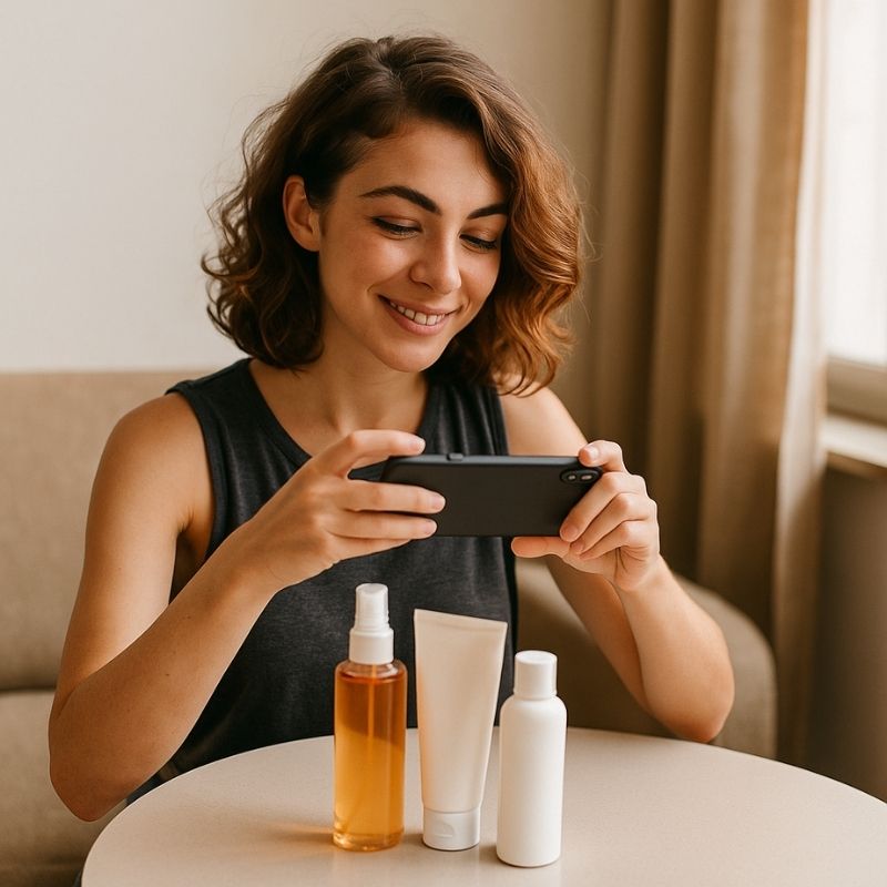 fanny de lamodebyfanny prenant des photo de soins de la peau